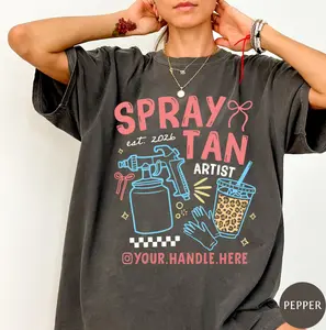Comfort Colors Spray Tan Artist Personalized Shirt, Tanning Salon Custom Shirt, Beauty Salon TShirt, Beauty Technician Trendy Y2K Gift