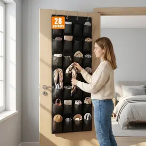 28-Grid Door Hanging Storage Bag, Multi-Layer Shoe Rack, Non-Woven Fabric Closet Organizer, Space-Saving Home Storage Solution
