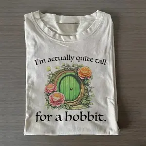 Vintage I'm Actually Quite Tall for a Hobbit Graphic Tee - The Lord of The Rings Movie Shirt - The Hobbits - Funny Quotes - Middle Earth - JRR Tolkien - Fantasy Ring Menswear Top