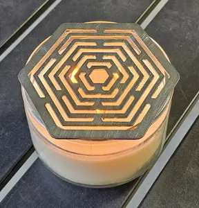 Hexagon Candle Topper | Metal Candle Lid | Modern Geometric Candle Accessory | Decorative Jar Candle Topper