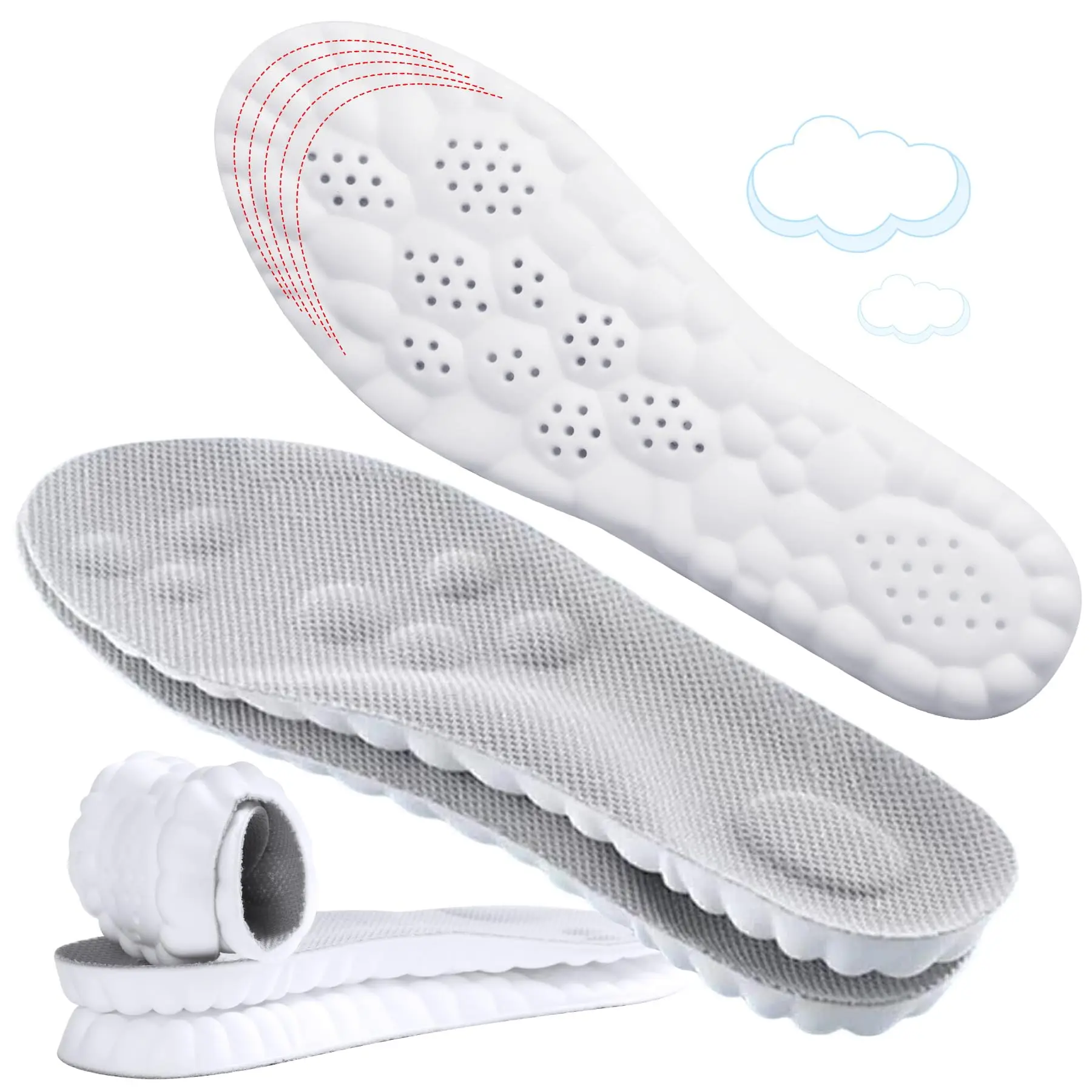 4D Cloud Insoles for Men and Women, Arch Support Insoles, Memory Foam Insoles, Shock Absorption and Cushioning Sports Steppers Shoe Insoles for Foot &