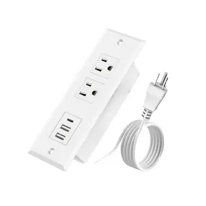 1500W Recessed Power Strip Desktop Power Station with 2 AC Outlets 1 USB-C & 2 USB-A Ports Mountable for Tabletop Sofa Quick Installation Secure Fit Space Saving Design