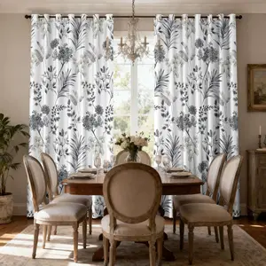Blackout Curtains for Bedroom, Curtains 84 Inches Length Curtains Modern Simple Tropical Plant Floral Drapes for Living Room Darkening, Window Panels for Guest Room Grommet Top 2 Panels Blackout Window Cover