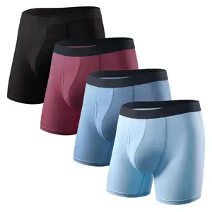 4 pieces  Viral Bamboo Fiber Breathable Long Boxer Briefs Plus Size Men Underwear