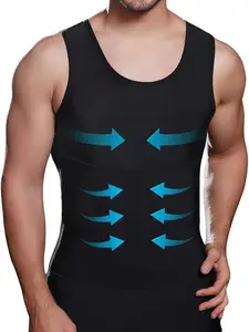 1 Count Men's Compression Shapewear Tank Top, Sleeveless Body Shaper Vest, Moisture Wicking Stretch Fabric Basic Tops Stretchable Activewear All Day Supportive Comfort, Great For Gym, Fitness, Daily Wear, Work And Casual Activities, Sports Shaping Vest