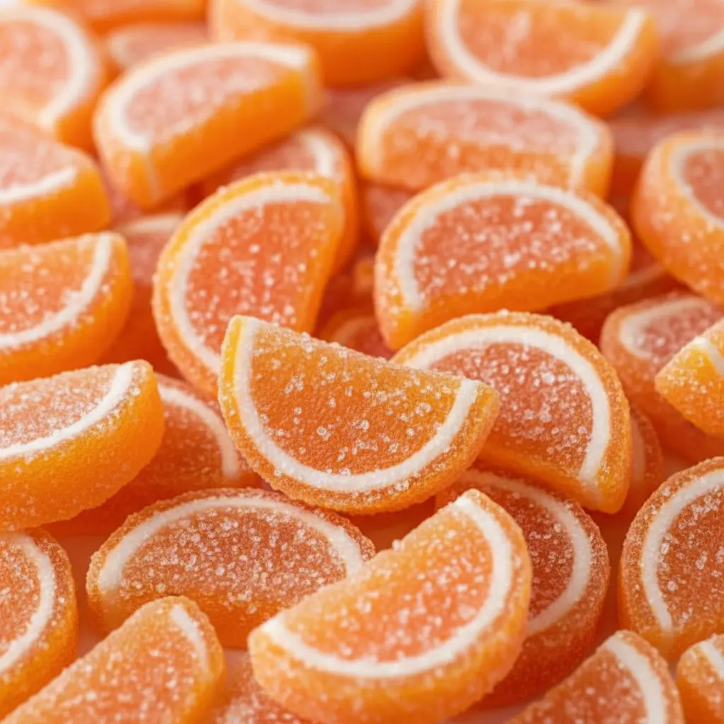 Orange Fruit Slices Candy Soft Chewy Sugar Coated Fruity Gummies