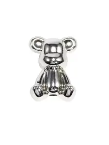 Electroplated Silver Color Bear Pendant DIY Craft Necklace, Hollow Acrylic 3D Charm, Handmade Jewelry Accessory, Unique Gift Idea