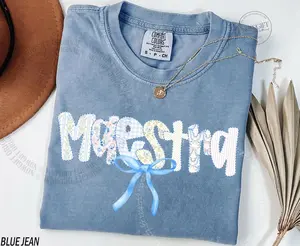 Comfort Colors® Maestra Shirt, Spanish Teacher Shirts, Maestra Shirt, Bilingual Teacher Gift, Coquette Bow Floral Shirt, Teacher Shirt,