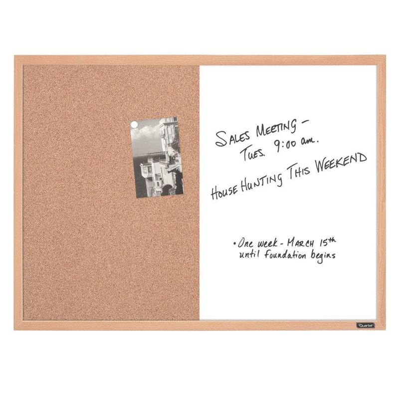 Quartet Combination Board, 17" X 23", Dry-Erase & Cork, Oak Frame (35-380402Q)