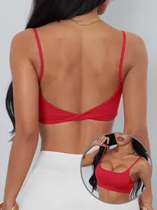 ATTRACO Women's Sports Bra with Thin Straps Stretchy Wirefree Workout Bras Lightweight Workouts Bralette with Removable Pads