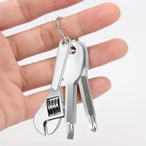 3-Piece Keychain Handle Adjustable Universal Camping Kit, Pocket Repair Multitool with Allen Wrench for Car Bike Motorcycle Maintenance