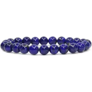 Natural Lapis Lazuli Crystal Gemstone 8mm Round Beads Stretch Bracelet 7" Unisex