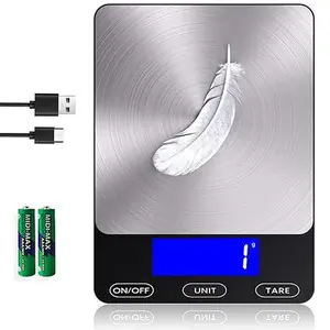 Food Scale -33lb Digital Kitchen Scale for Food Ounces Grams Rechargeable 304 Stainless Steel,Batteries and Type-C Charging | Perfect for Meal Prep, Cooking, and Baking, Black