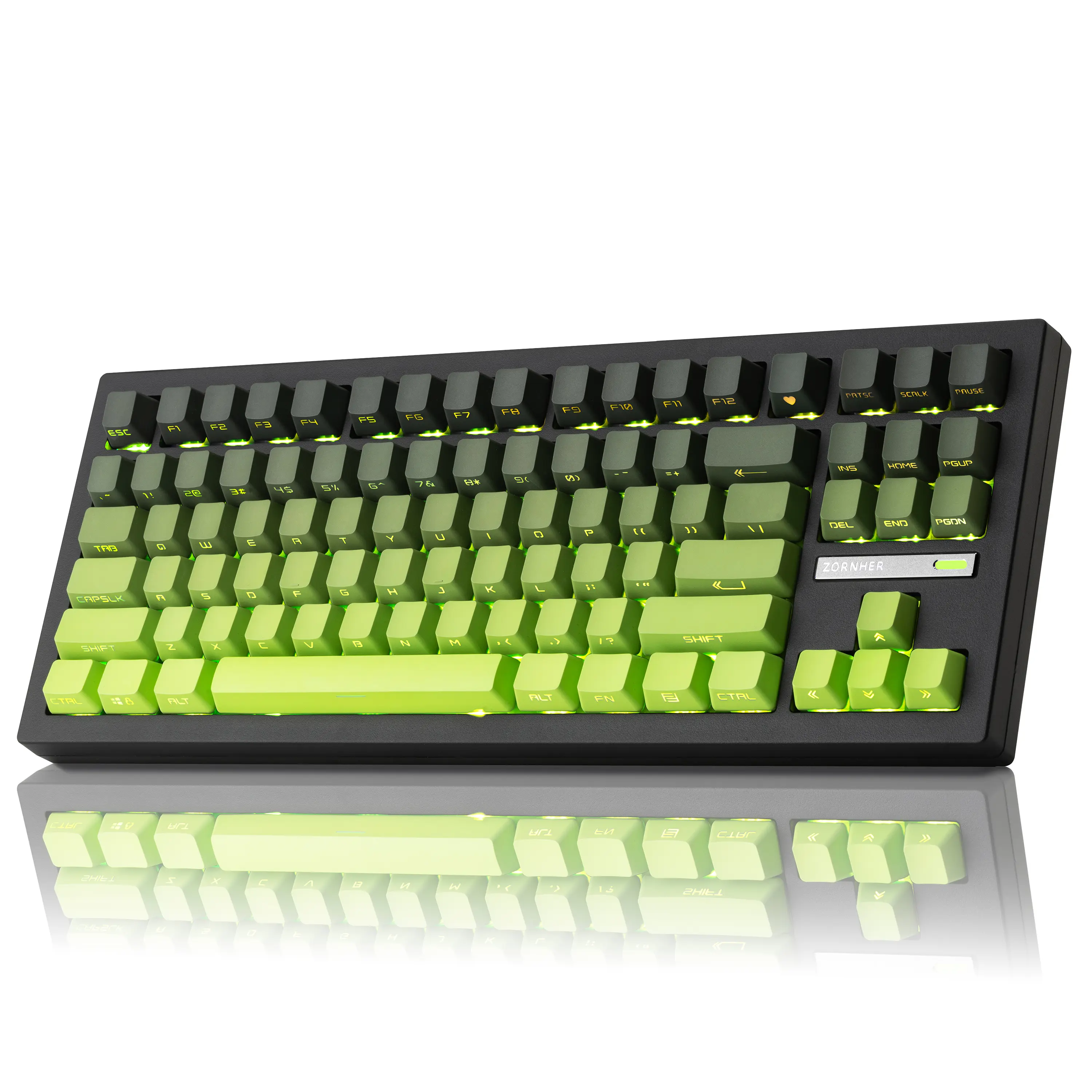 ZORNHER ZH870 80% Design Wireless Mechanical Keyboard Bluetooth 5.0/2.4GHz/USB C, Turbo RGB Backlit, Pre Lubed Linear Hot Swappable Switches, Customizable Hot Swappable PBT Keycaps, Green Custom Creamy Soundback to school shopping, Backlight, Accessory