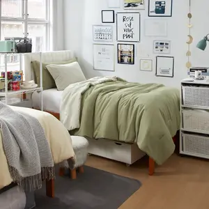 Dorm Haul - Cozy Twin XL College Comforter - Elm/Oat Milk