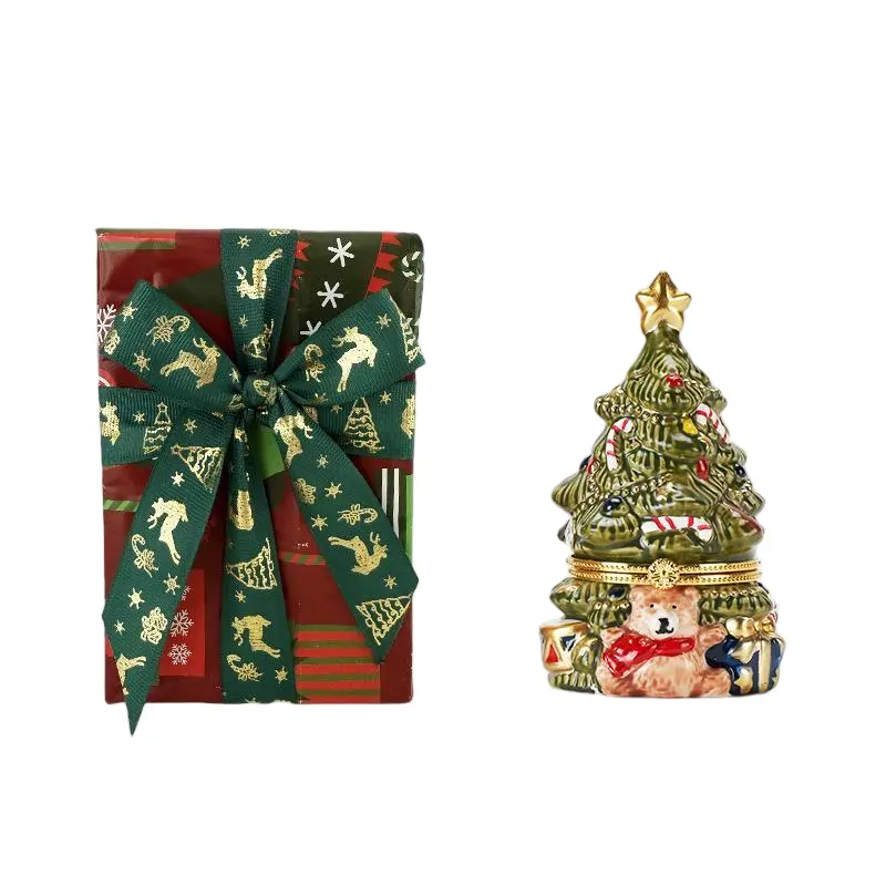 Christmas Tree Scented Candles Vintage Ceramic Jars Soy Candles Long Lasting Fragrance Christmas Candle Set Decor Ornaments Floating Candles Candle Warmer Lamp Wax Melts Decoration Gift Boxed