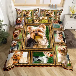 Yorkshire Terrier Cute Dog Puppy Duvet Cover,Yorkshire Terrier Lover Gift Quilt Cover,Dog Lover Bedspread Cover,No Comforter