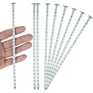 8 Inch Galvanized Spiral Landscape Spikes, Solid Metal Garden Stakes Edging Anchoring for Paver Edging, Weed Barrier, Artificial Turf, Garden ,  Bright Spikes (150)