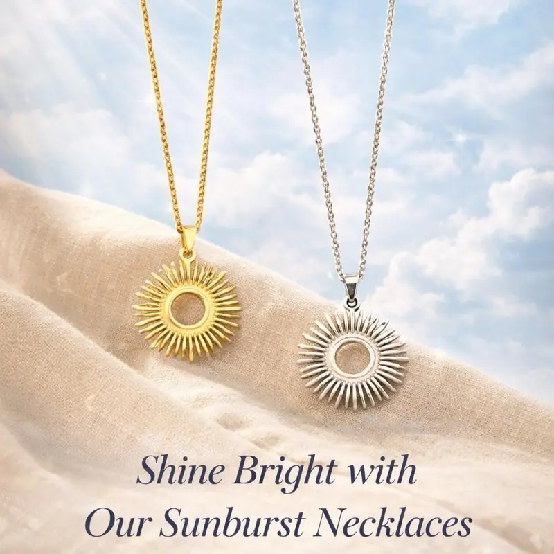 Sunburst Necklace - Shine Bright with Our Sunburst Necklaces in Gold and Silver Options Stainless Steel Non Tarnishing and Water Proof