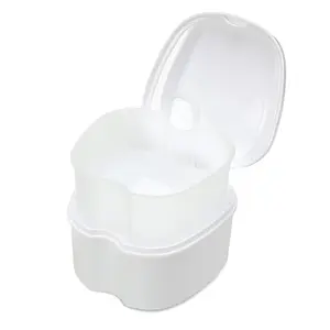 Complete Denture Care Kit: Durable Plastic Case with Brush & Filter - Portable, Classic Style Cleaning Box for Dentures