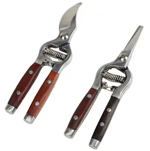 Garvee Heavy Duty Pruning Shears Set of 2 – 8 Inch Ergonomic Hand Pruners with Ultra Sharp Blades, Wooden Handles – Professional Garden Scissors for Tree, Plant & Flower Trimming