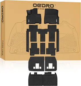 OEDRO TPE Floor Mats fits 2022-2026 Kia Carnival 8 Seat, 1st, 2nd, 3rd Row & Trunk Mat & Seat Back Mat, All Weather, Waterproof