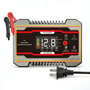 Battery Charger 12V and 24V Car Battery Charger, Battery Maintainer Trickle Charger, and Battery Desulfator with Temperature Compensation for Cars Motorcycle Truck Lawn Mower,Intelligent Protection and Real-time Display