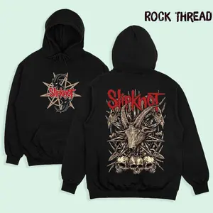 Retro Vintage Slipknot Rock Band All Over Hoodie, Double Print Side 90s Records Rock Cotton T-shirt and Sweatshirt, Music Tour Merch Gift for Him Gift For Her Y2K Clothing