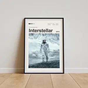 Interstellar Poster, Interstellar Print, Movie , Living Room Poster, Movie Art, Minimalist Movie Poster, UnNo Framed 595 Decoration