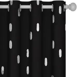 Silver Cube Blackout Curtains | White Ring Top | No Tiebacks，2panels curtain