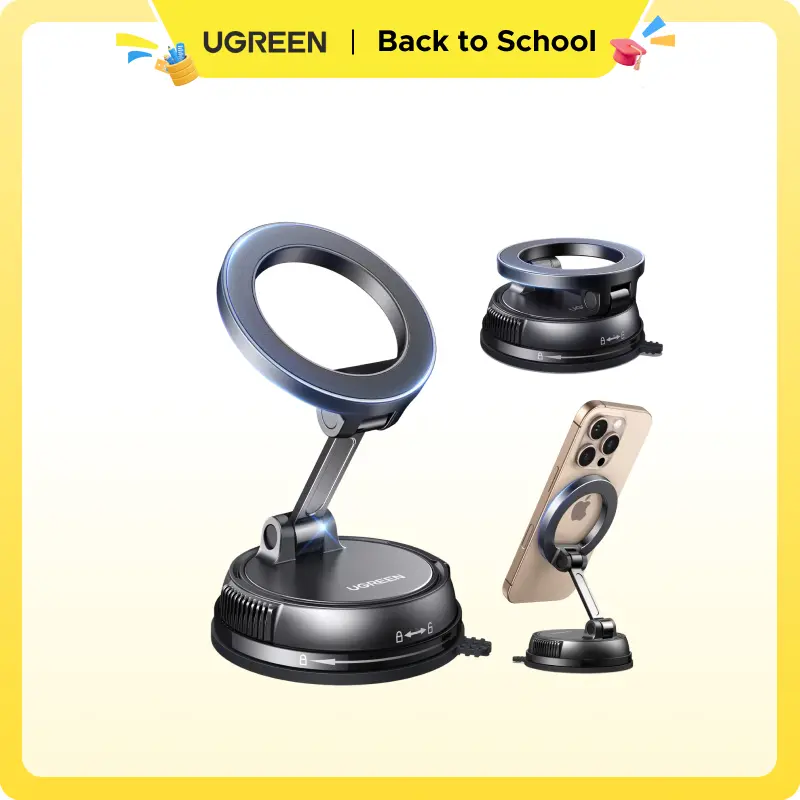 UGREEN Vacuum Magnetic Car Phone Holder,Car Phone Mount, 360° Adjustable for MagSafe Car Holder Foldable Suction Phone Mount for Car, for Garmin GPS/Mirror/Smooth Surface, for iPhone 17 16 Pro Max 15, and Android(Not for Reuse),TikTokShopBackToSchool