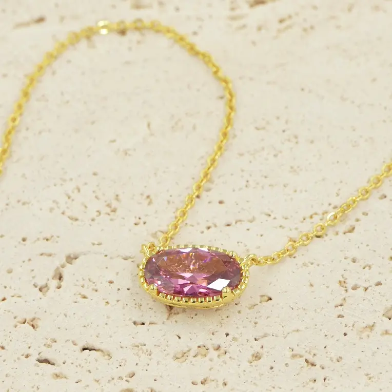 18K Gold Plated Birthstone Necklace Personalized Zirconia Gemstone Pendant Adjustable Chain Hypoallergenic Jewelry Anniversary Birthday Present for Mother Daughter Wife 18K Gold Plated Birthstone Necklace Personalized Zirconia Gemstone Pendant Adjustable Chain Hypoallergenic Jewelry Anniversary Birthday Present for Mother Daughter Wife