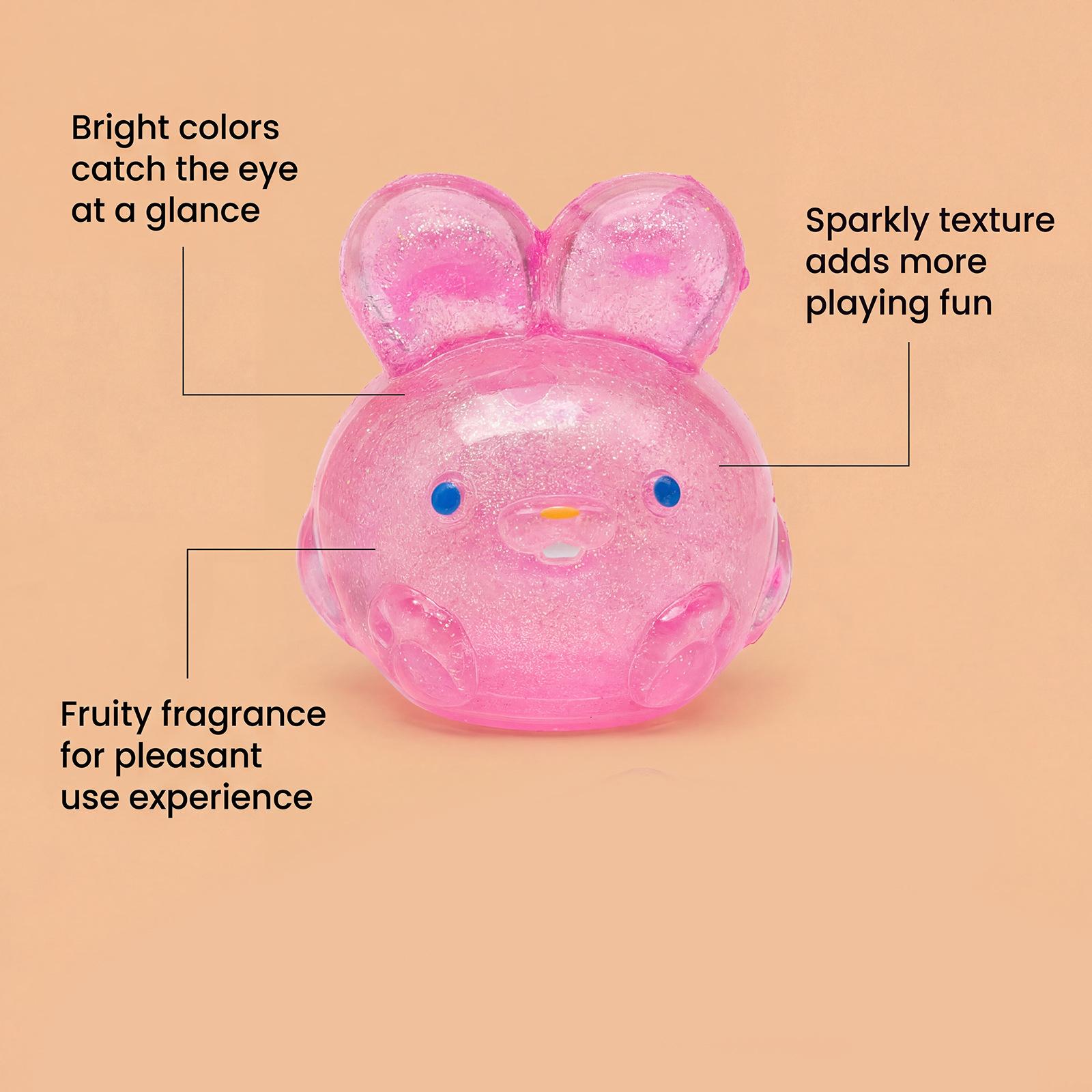 Bunny squishy toys, glitter sensory squeeze stress relief toys for kids and adults, soft Easter basket fillers, cute rabbit fidget toys for boys and girls, toddler party favors, stocking stuffers, goodie bag fillers, classroom prizes