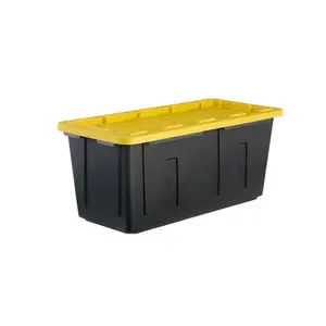 Project Source Commander X-large 50 -Gallons ( 200 -Quarts ) Black and Yellow Heavy Duty Stackable Tote with Standard Snap Lid