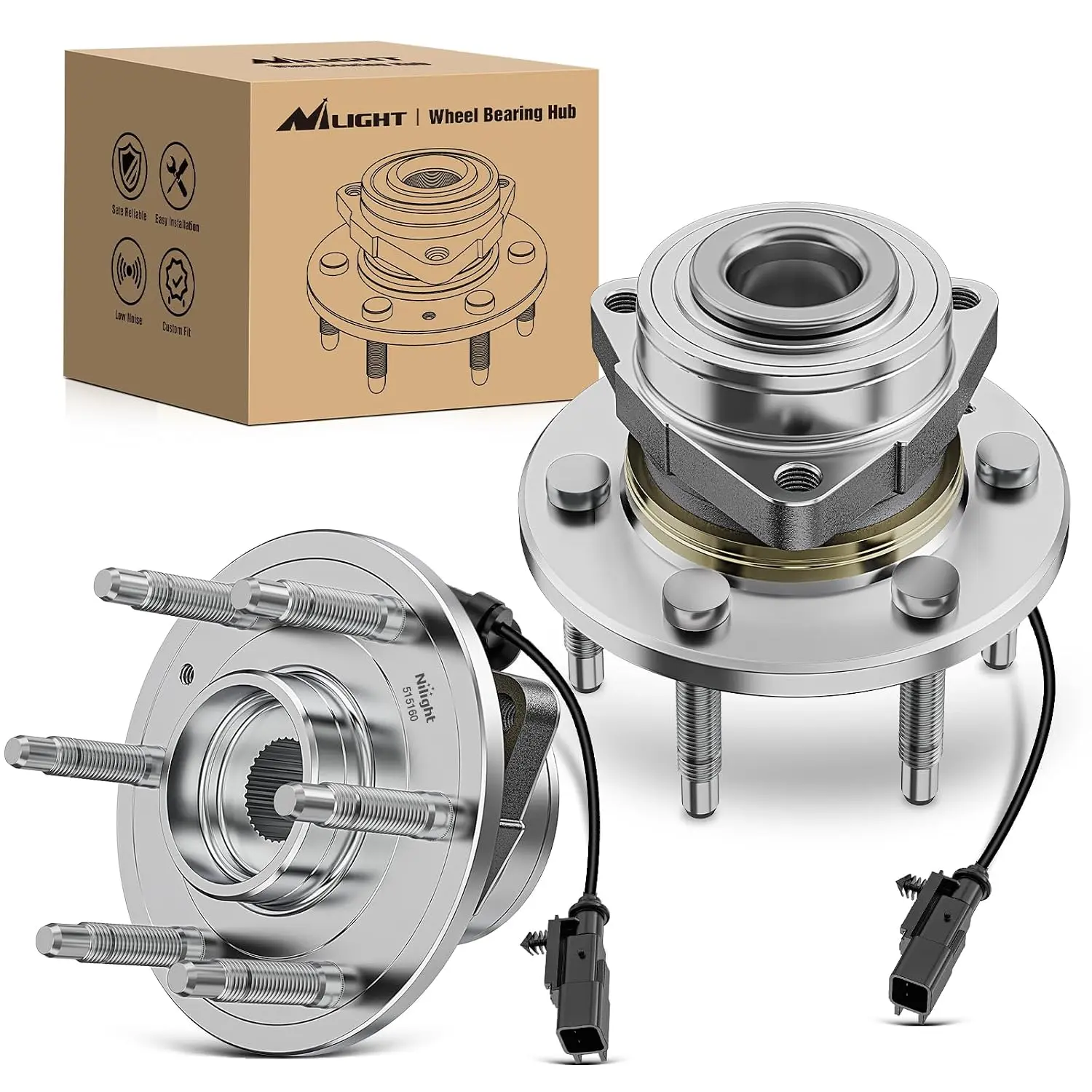 Nilight Wheel Bearing and Hub for Chevy Silverado GMC Sierra 1500 2014–2018 | For Chevrolet Tahoe Suburban Yukon / Yukon XL Cadillac Escalade 2015–2020, 6-Lug 4WD-2Pack