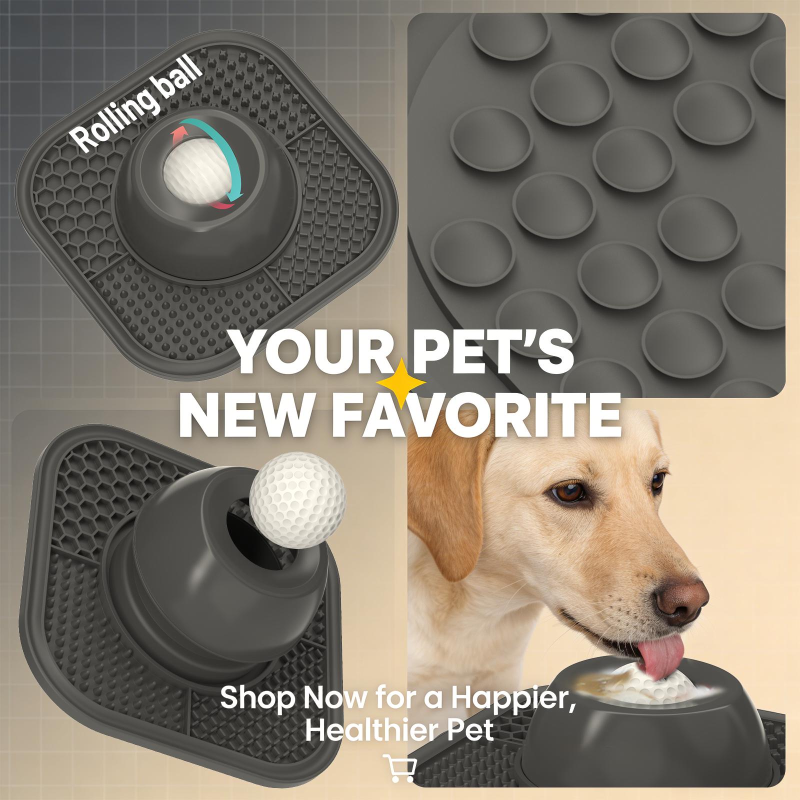 Dog Slow Feeder Bowls for Liquid Treat with Built-in Rolling Ball, No Spill Bone Broth Dog Licking Bowl, Multi-Purpose Yogurt Feeder Bowl for All Breeds Dietary Supplement/Post-op Nutrition Feeding, Gift for Dog