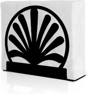 Napkin Holder for Table, Modern Metal Black Napkin Stand for Kitchen Dining Tables, Tabletop Napkin Dispenser, Ideal for Kitchen Counter, Dining Table Decor (Leaf)