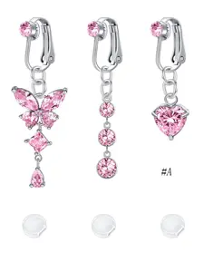 Fashionable Glamourous Fake Belly Ring, Butterfly & Heart Design Fake Belly Ring, Body Jewelry for Women & Girls, Trendy All-match & Exquisite Jewelry for Birthday Gift, Belly Button Jewelry