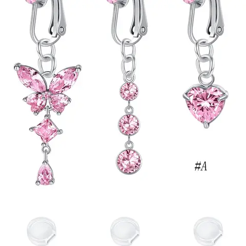 Fake Belly Ring, Fake Belly Piercing, Butterfly & Heart Design, Body Jewelry for Women & Girls, Jewelry for Birthday Gift, Belly Button Jewelry, Navel Ring, Body Jewelry, Body Jewellery