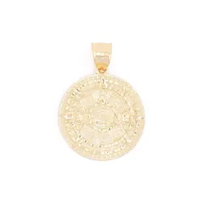 Small Aztec Calendar Pendant - 10k Gold