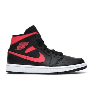 Jordan Women's 1 Mid Black Siren Red, from StockX