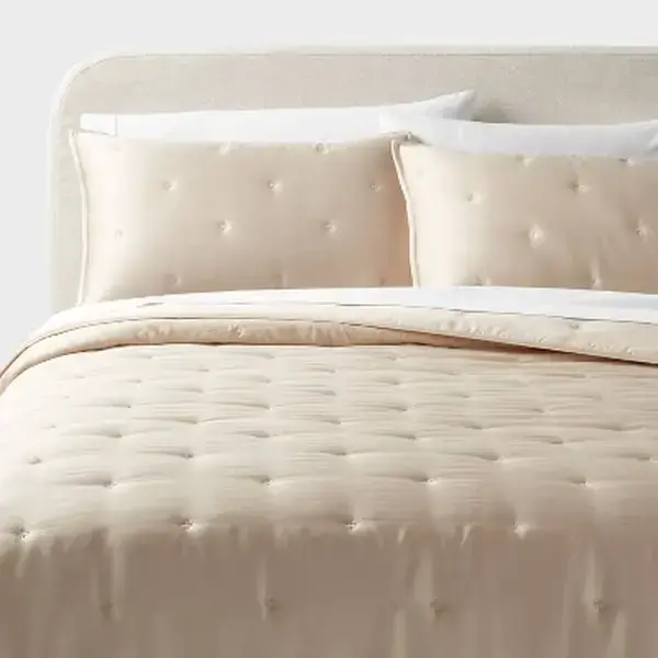 Full/Queen TENCELComforter and Sham Set Khaki - Threshold: 320 Thread Count OEKO-TEX Certified Quilted