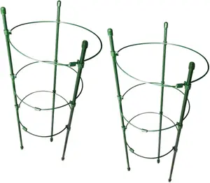 Vine Trellis Support 17.7" Flowers Plants Cage Triple Plastic Pillar with Iron Rings Vine Plants Holder Stand Small Pot Plant Trellis for Home Garden Balcony(Pack of 2)