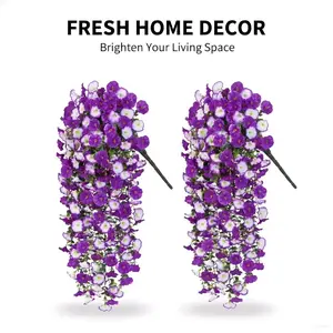 Outdoor Artificial Trumpet Flowers, 4 Piece Hanging Dual Color Eucalyptus Bougainvillea Decor, UV Resistant Silk Plants for Garden