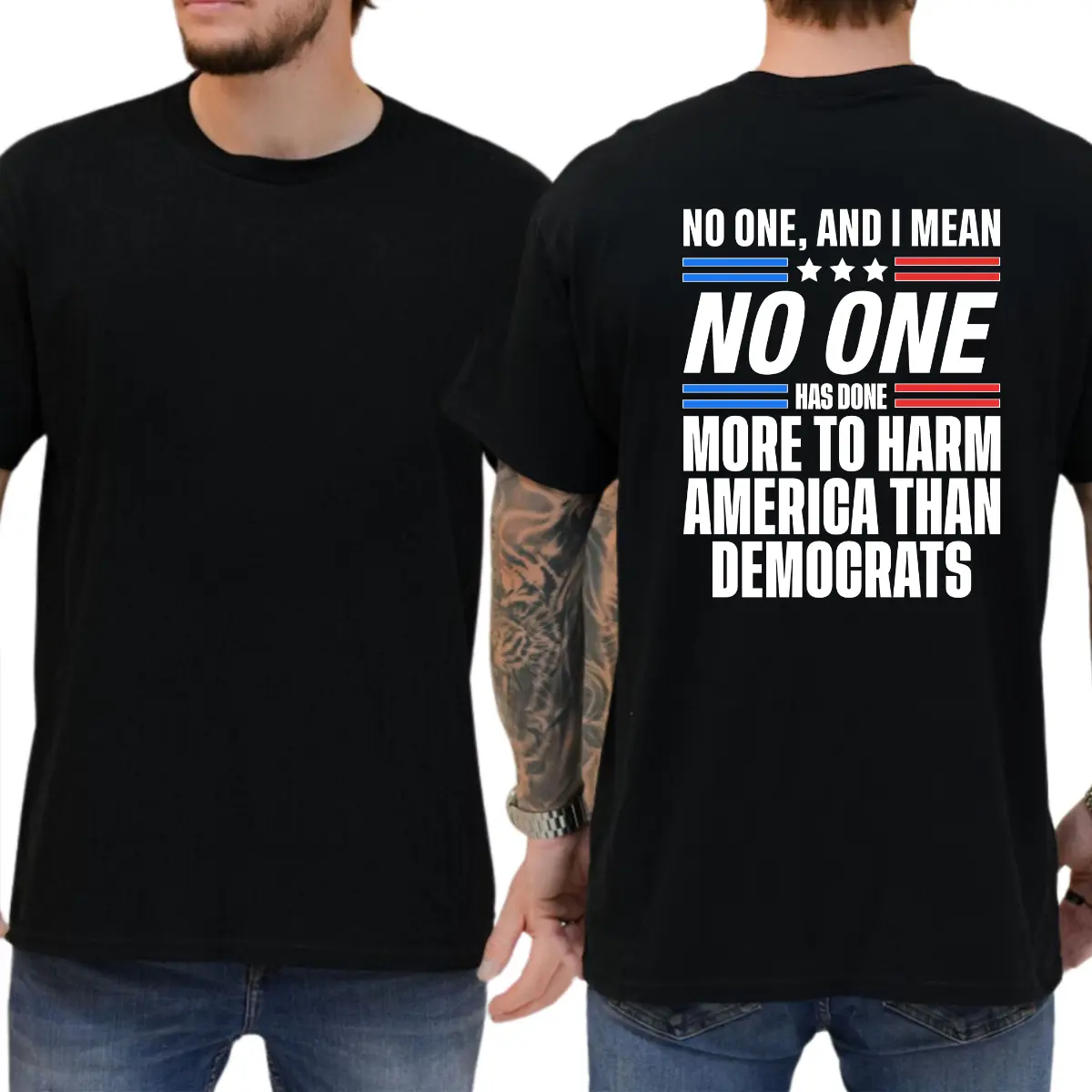 No One Has Done More To Harm America Than Democrats T-shirt, Funny Shirts, Republican Tee, Trump Supporters Shirt