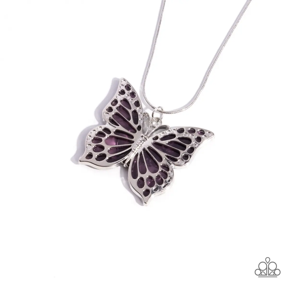 Purple and Silver Butterfly Necklace for Women