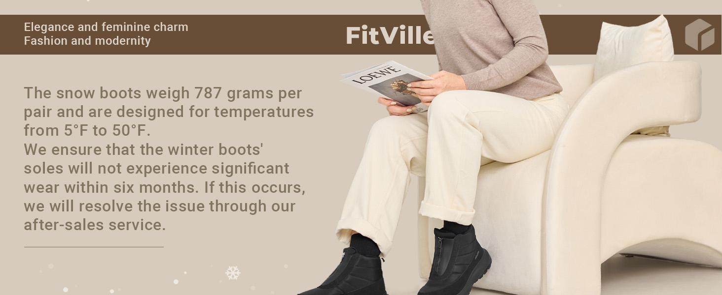 FitVille Women's Extra Wide Winter Boots Zipper Warm Insulated Snow Boots for Women Wide Width, Water Resistant, All-Day Comfort
