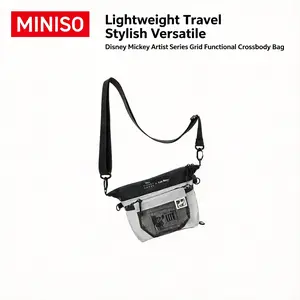 MINISO Disney Mickey Artist Series Mesh Techwear Crossbody Bag for Commuting – High-Quality Shoulder Bag/Tote Bag,Perfect for Daily,Commute,Shopping,Travel,School,Outdoor Activities #Summervibes