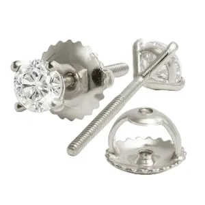 Sarv 1/4-1 CTTW Solitaire Lab Grown Diamond Earrings for Women in 14k Gold, Round Cut, IGI Certified, Hypoallergenic