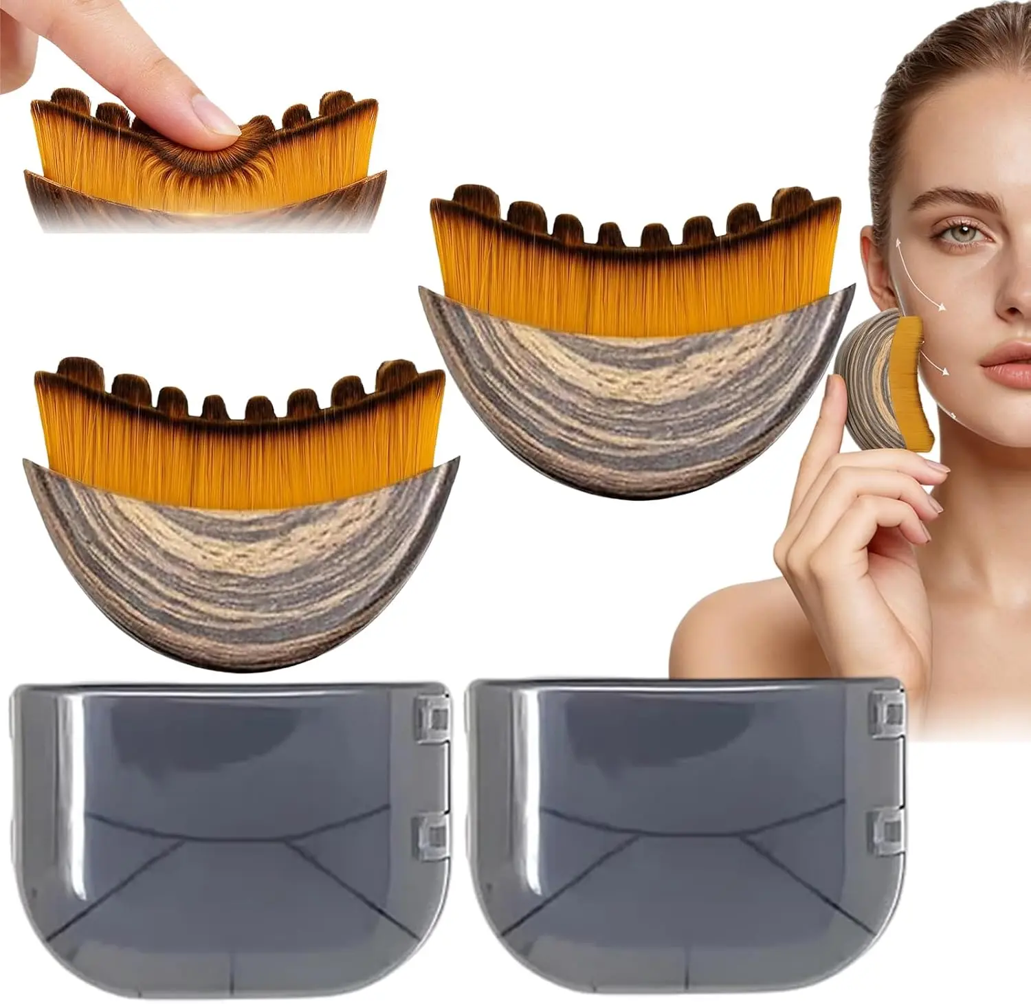 2PCS Face & Neck Massage Brushes – Lymphatic Drainage Skincare Tools for Jawline Contouring, Chin Sculpting & Daily Beauty Routine